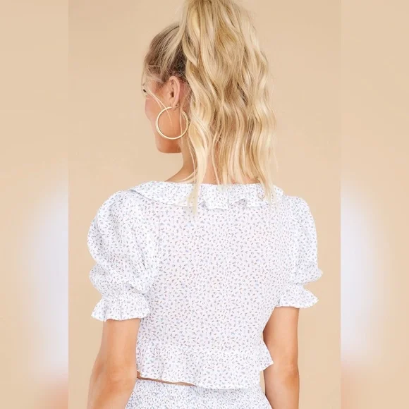 Red Dress Boutique Blue and White Floral Crop Top - Picture 2 of 13